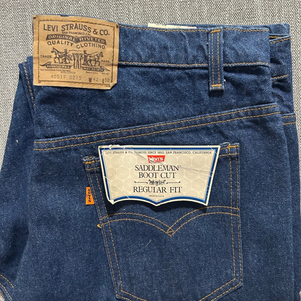 Levis 517 Jeans Made in USA Mens 42x32 (40x32) Blue Vintage Orange Tab Boot Cut